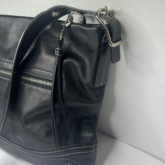 Coach Smooth Black Leather D06S-1414 Large Shoulder Crossbody Bag - Picture 4 of 12